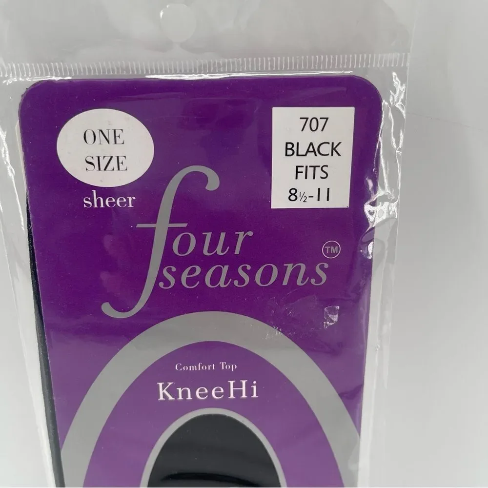 Four Seasons 707 Women’s Comfort Sheer Knee Highs 8.5-11 Black and Brown, NIP